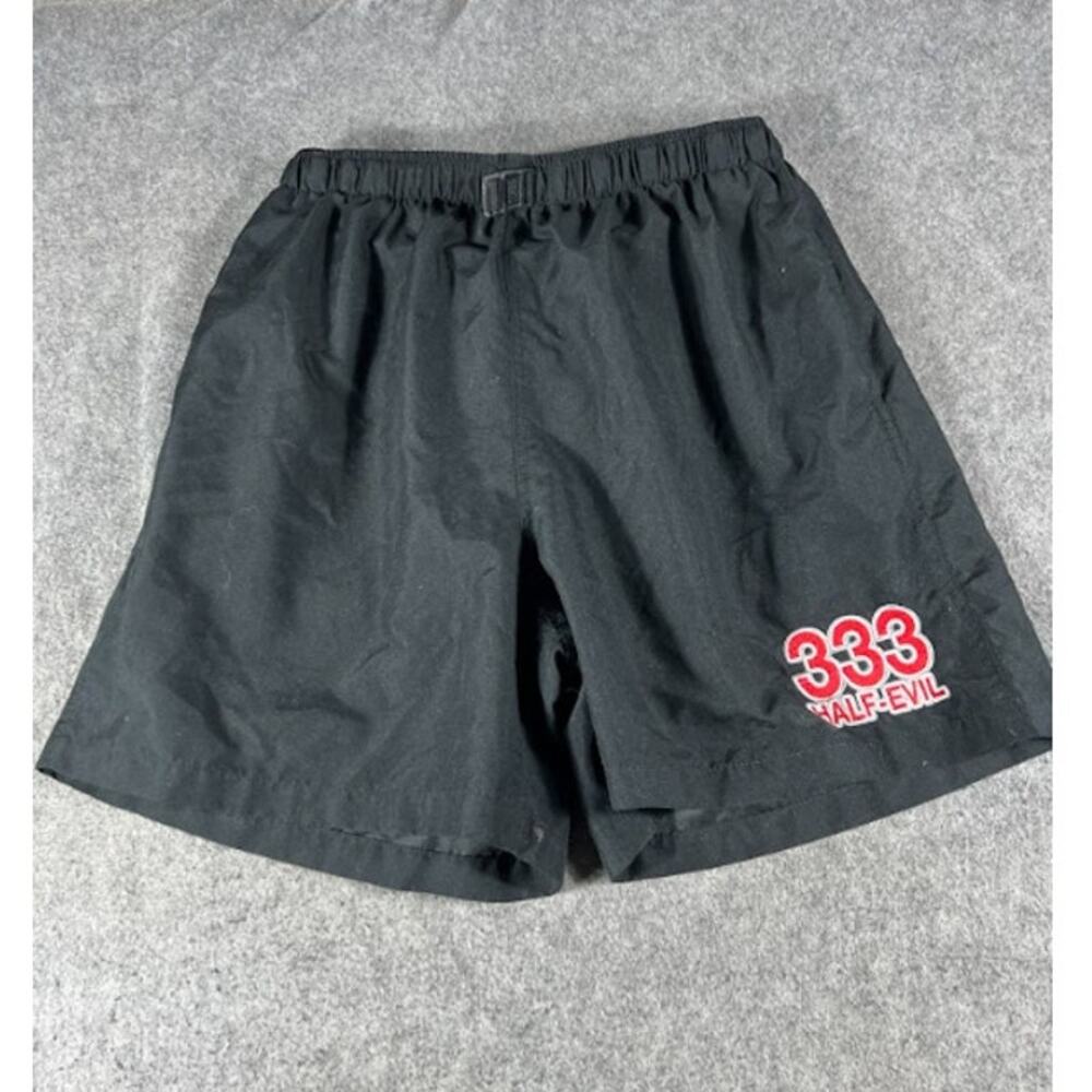 Half Evil 333 Nylon Track Shorts Men M Black Buckle Belt Streetwear Athletic Gym